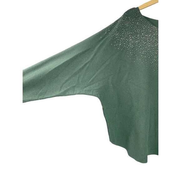 Max Studio Batwing Rhinestone Sweater Soft Green Holiday Womens Plus Size 2XL - Picture 2 of 8